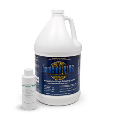 Dental Banicide Plus® solution for effective sterilization, removing blood, saliva, mucosa, and other debris