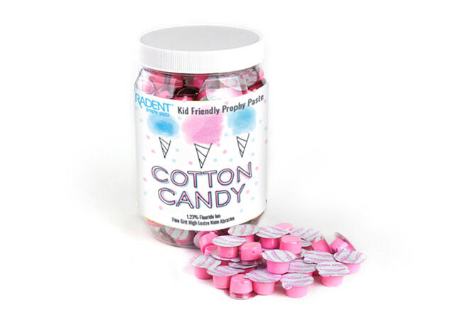 Cotton Candy fine grit prophy paste for kids with 1.23% fluoride